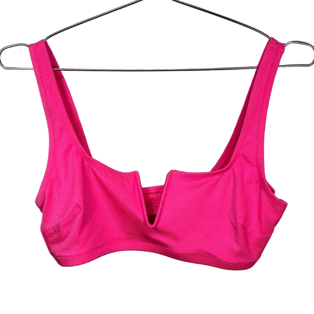 Aerie Hot Pink v-front‎ Mesh Bikini Top XL